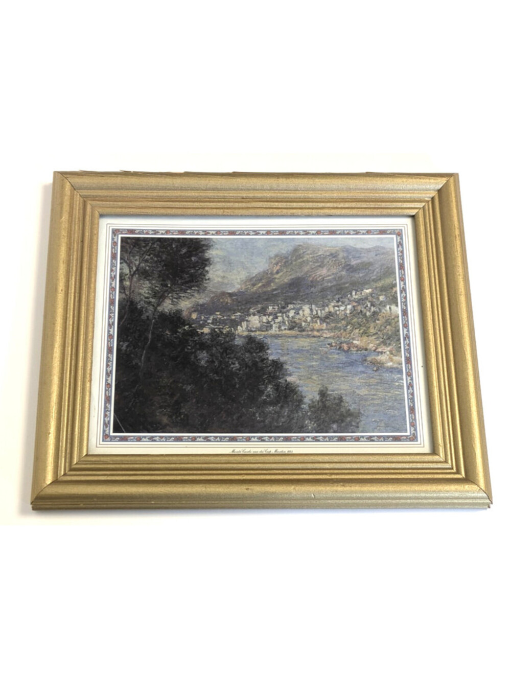 Vintage Art Print Claude Monet Monte Carlo, Vue du Cap Martin Gold Frame 12x10